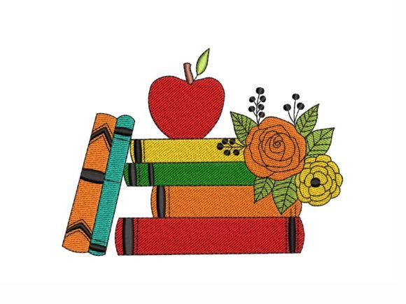 Floral Books Embroidery Design
