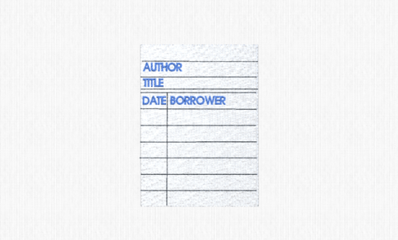 Library Checkout Card Embroidery