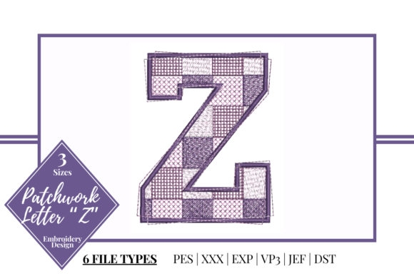 Patchwork Letter Z Embroidery Design
